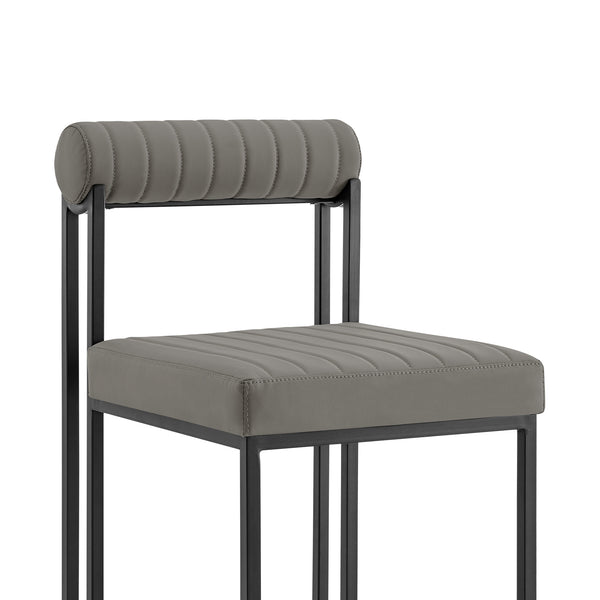 Homeroots Set Of Two Gray And Black Upholstered Faux Leather Open Back Dining Side Chairs  Metal 569416
