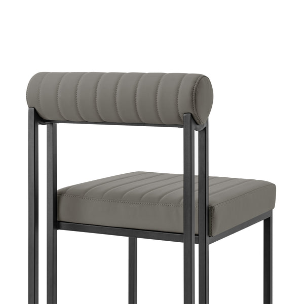 Homeroots Set Of Two Gray And Black Upholstered Faux Leather Open Back Dining Side Chairs  Metal 569416