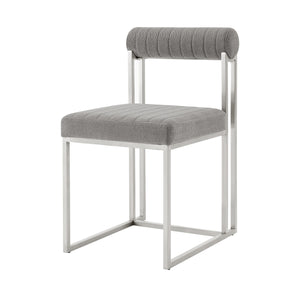 Homeroots Set Of Two Gray And Silver Upholstered Polyester Open Back Dining Side Chairs  Metal 569417