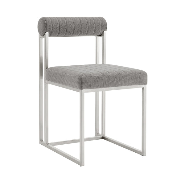 Homeroots Set Of Two Gray And Silver Upholstered Polyester Open Back Dining Side Chairs  Metal 569417