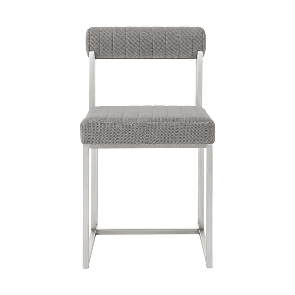 Homeroots Set Of Two Gray And Silver Upholstered Polyester Open Back Dining Side Chairs  Metal 569417