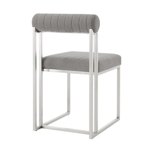 Homeroots Set Of Two Gray And Silver Upholstered Polyester Open Back Dining Side Chairs  Metal 569417