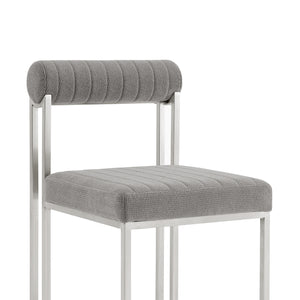 Homeroots Set Of Two Gray And Silver Upholstered Polyester Open Back Dining Side Chairs  Metal 569417