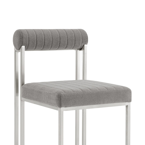 Homeroots Set Of Two Gray And Silver Upholstered Polyester Open Back Dining Side Chairs  Metal 569417