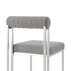 Homeroots Set Of Two Gray And Silver Upholstered Polyester Open Back Dining Side Chairs  Metal 569417