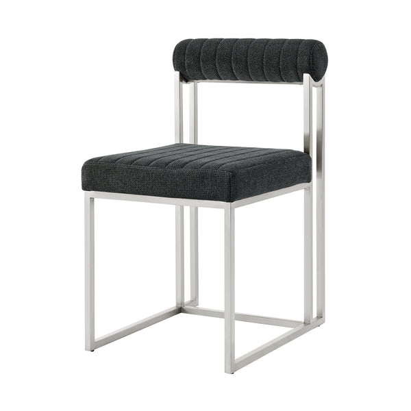 Homeroots Set Of Two Gray And Silver Upholstered Polyester Open Back Dining Side Chairs  Metal 569418