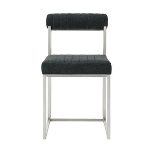 Homeroots Set Of Two Gray And Silver Upholstered Polyester Open Back Dining Side Chairs  Metal 569418