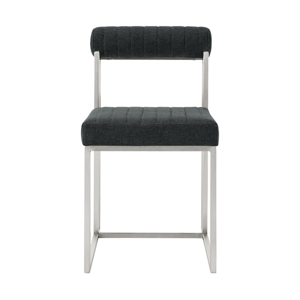 Homeroots Set Of Two Gray And Silver Upholstered Polyester Open Back Dining Side Chairs  Metal 569418