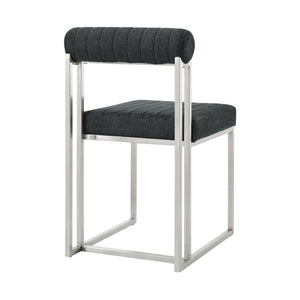 Homeroots Set Of Two Gray And Silver Upholstered Polyester Open Back Dining Side Chairs  Metal 569418