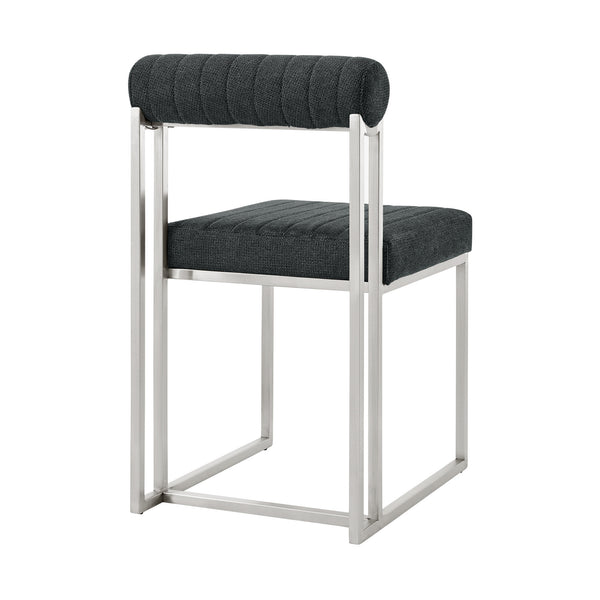 Homeroots Set Of Two Gray And Silver Upholstered Polyester Open Back Dining Side Chairs  Metal 569418