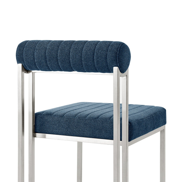 Homeroots Set Of Two Blue And Silver Upholstered Polyester Open Back Dining Side Chairs  Metal 569419