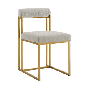 Homeroots Set Of Two Gray And Gold Upholstered Polyester Open Back Dining Side Chairs  Metal 569420