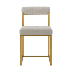 Homeroots Set Of Two Gray And Gold Upholstered Polyester Open Back Dining Side Chairs  Metal 569420