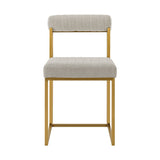 Homeroots Set Of Two Gray And Gold Upholstered Polyester Open Back Dining Side Chairs  Metal 569420