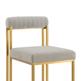 Homeroots Set Of Two Gray And Gold Upholstered Polyester Open Back Dining Side Chairs  Metal 569420