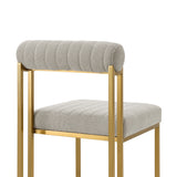 Homeroots Set Of Two Gray And Gold Upholstered Polyester Open Back Dining Side Chairs  Metal 569420