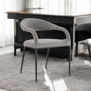 Homeroots Set Of Two Gray And Black Upholstered Polyester Open Back Dining Arm Chairs  Metal 569421