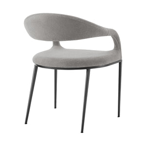 Homeroots Set Of Two Gray And Black Upholstered Polyester Open Back Dining Arm Chairs  Metal 569421