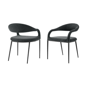 Homeroots Set Of Two Gray And Black Upholstered Polyester Open Back Dining Arm Chairs  Metal 569422
