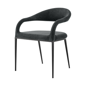 Homeroots Set Of Two Gray And Black Upholstered Polyester Open Back Dining Arm Chairs  Metal 569422