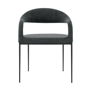 Homeroots Set Of Two Gray And Black Upholstered Polyester Open Back Dining Arm Chairs  Metal 569422