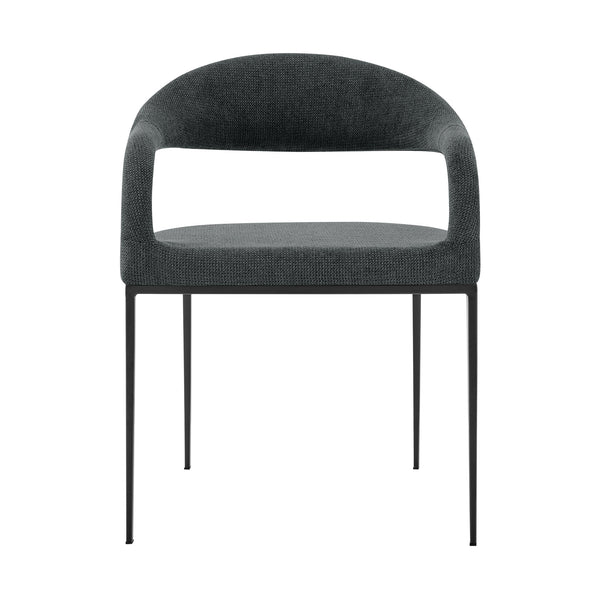 Homeroots Set Of Two Gray And Black Upholstered Polyester Open Back Dining Arm Chairs  Metal 569422