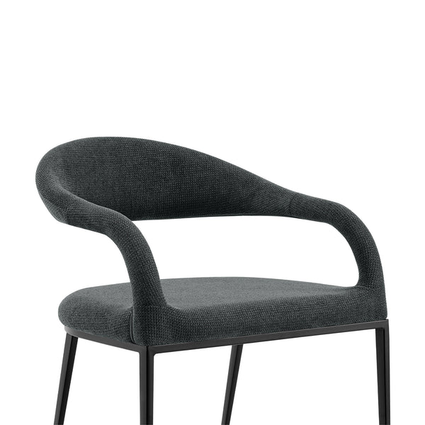 Homeroots Set Of Two Gray And Black Upholstered Polyester Open Back Dining Arm Chairs  Metal 569422
