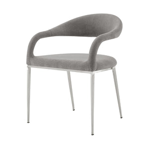 Homeroots Set Of Two Gray And Silver Upholstered Polyester Open Back Dining Arm Chairs  Metal 569424