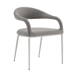 Homeroots Set Of Two Gray And Silver Upholstered Polyester Open Back Dining Arm Chairs  Metal 569424