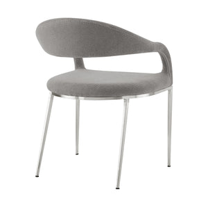 Homeroots Set Of Two Gray And Silver Upholstered Polyester Open Back Dining Arm Chairs  Metal 569424