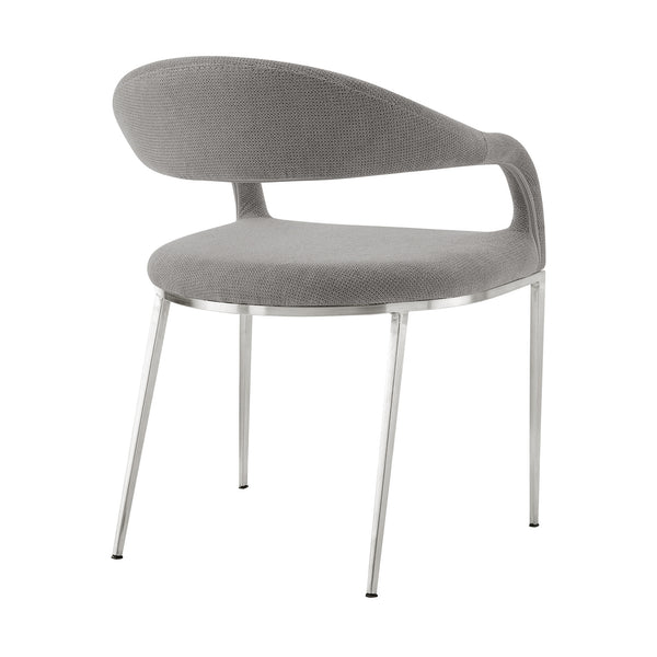 Homeroots Set Of Two Gray And Silver Upholstered Polyester Open Back Dining Arm Chairs  Metal 569424