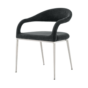 Homeroots Set Of Two Gray And Silver Upholstered Polyester Open Back Dining Arm Chairs  Metal 569425