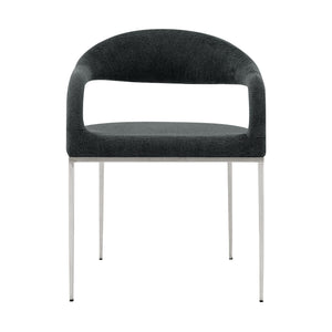 Homeroots Set Of Two Gray And Silver Upholstered Polyester Open Back Dining Arm Chairs  Metal 569425