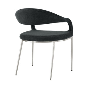 Homeroots Set Of Two Gray And Silver Upholstered Polyester Open Back Dining Arm Chairs  Metal 569425