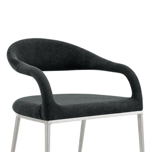 Homeroots Set Of Two Gray And Silver Upholstered Polyester Open Back Dining Arm Chairs  Metal 569425