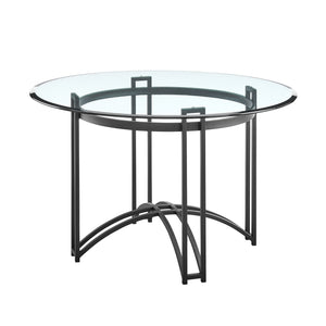 Homeroots 48" Clear And Black Glass And Iron Round Top Dining Table   569427