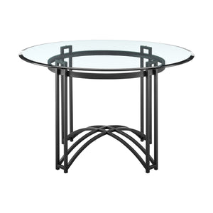 Homeroots 48" Clear And Black Glass And Iron Round Top Dining Table   569427