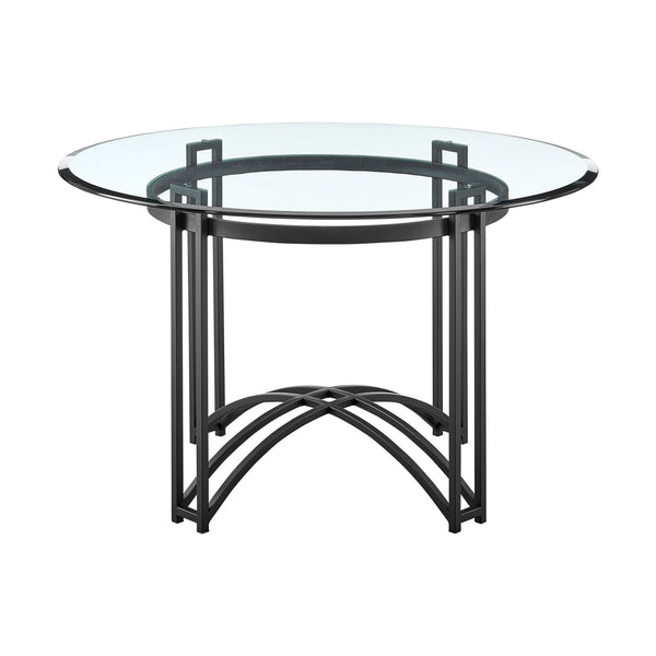 Homeroots 48" Clear And Black Glass And Iron Round Top Dining Table   569427