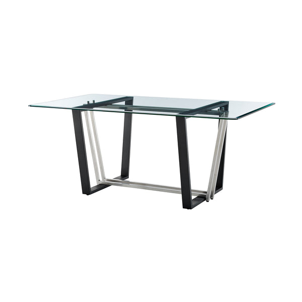 Homeroots 72" Clear And Black Glass And Iron Sled Base Dining Table   569430