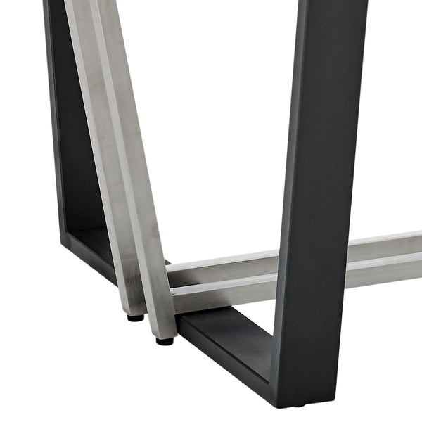 Homeroots 72" Clear And Black Glass And Iron Sled Base Dining Table   569430