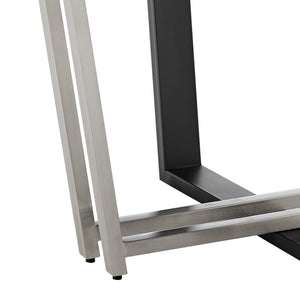 Homeroots 48" Brown And Black Iron Sled Base Round Top Dining Table   569434