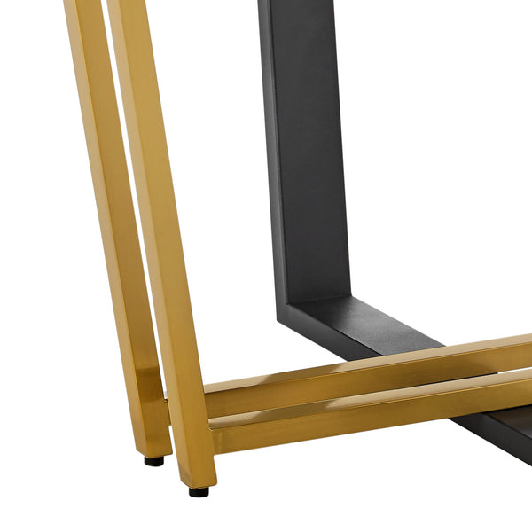 Homeroots 48" Brown And Gold Iron Sled Base Round Top Dining Table   569435