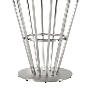 Homeroots 48" Clear And Silver Glass And Stainless Steel Pedestal Base Round Top Dining Table   569437