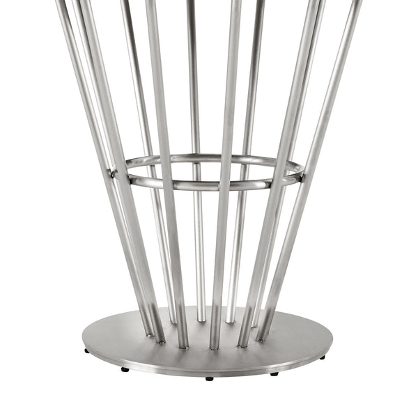 Homeroots 48" Clear And Silver Glass And Stainless Steel Pedestal Base Round Top Dining Table   569437