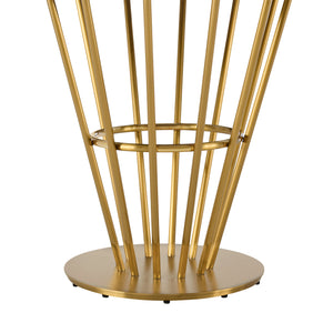 Homeroots 48" Clear And Gold Glass And Stainless Steel Pedestal Base Round Top Dining Table   569438