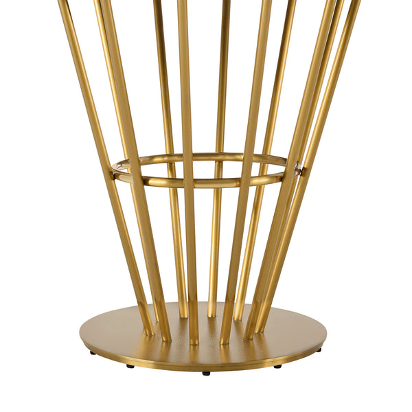 Homeroots 48" Clear And Gold Glass And Stainless Steel Pedestal Base Round Top Dining Table   569438