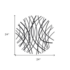 Homeroots 24" Black Metal Circle Abstract Wall Sculpture - Handmade Contemporary Art For Modern Spaces  Metal 569439