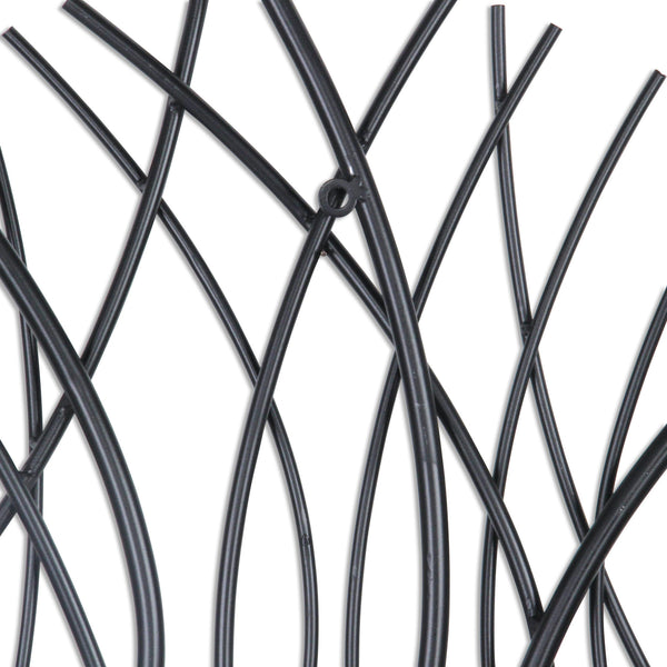 Homeroots 24" Black Metal Circle Abstract Wall Sculpture - Handmade Contemporary Art For Modern Spaces  Metal 569439