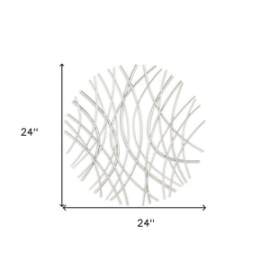 Homeroots 24" Silver Metal Circle Abstract Wall Art - Handmade Dimensional Sculpture For Stylish Home Decor  Metal 569441