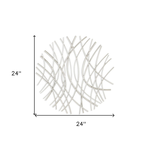 Homeroots 24" Silver Metal Circle Abstract Wall Art - Handmade Dimensional Sculpture For Stylish Home Decor  Metal 569441